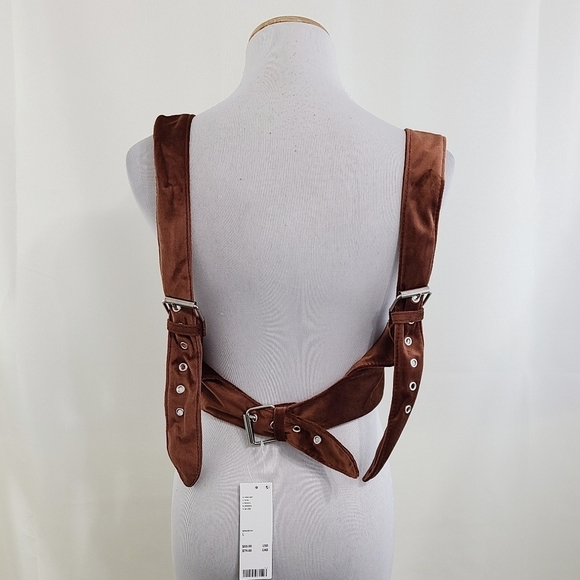 Urban Outfitters Sequoia Mushroom Embroidered Harness brown velvet sz large NEW - Picture 7 of 9